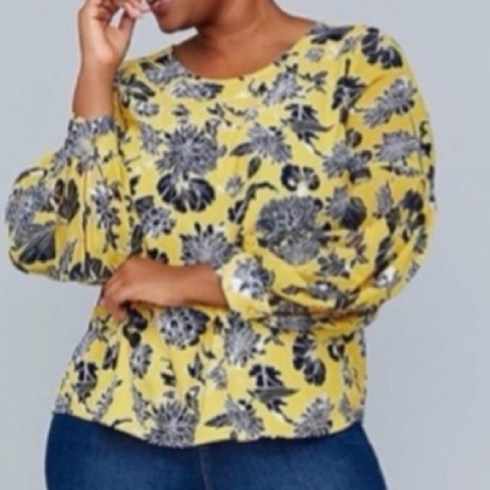 Girl with Curves X Lane Bryant Colab Floral Blouse with Puff Sleeves